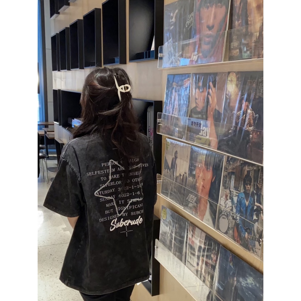 NRVP Áo Thun 100% Cotton Tay Ngắn Dáng Rộng In Họa Tiết Độc Đáo Phong Cách Hàn Quốc Thời Trang Cho Nam Và Nữ