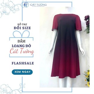 Đầm nữ thiết kế sang trọng màu loang đỏ trầm lạ mắt tặng bà, tặng mẹ - Thời trang Cát Tường
