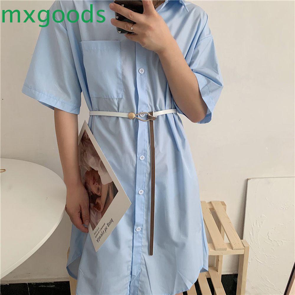 Thắt Lưng Da Pu Màu Trơn Khóa Kim Loại Đơn Giản Nhiều Màu Sắc