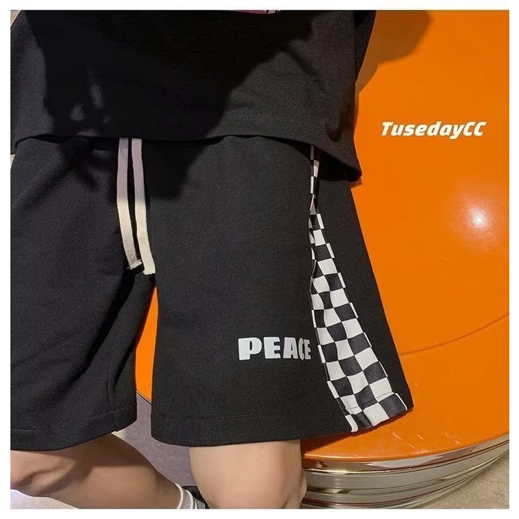 Quần Short Thể Thao Ống Rộng Họa Tiết Ca Rô Phong Cách Hong Kong Hàng Mới Chính Hãng Dành Cho Bạn Nam