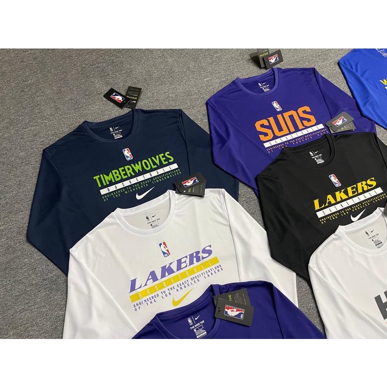 Áo Thun Bóng Rổ Tay Dài Phối Lưới Lakers Warriors Speedboats Chất Liệu Nhanh Khô