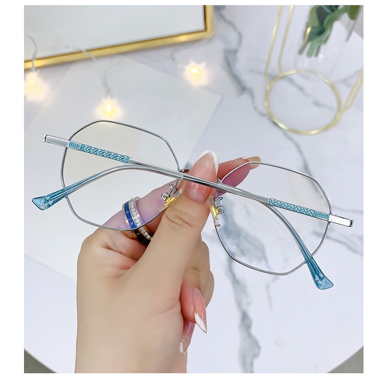 kính cận có độ -1.0~6.0 Kính Cận Gọng Kim Loại Hình Bát Giác Chống Ánh Sáng Xanh Từ Thời Trang Nam gọng kính/ gọng kính cận nữ/gọng kính cận kim loại