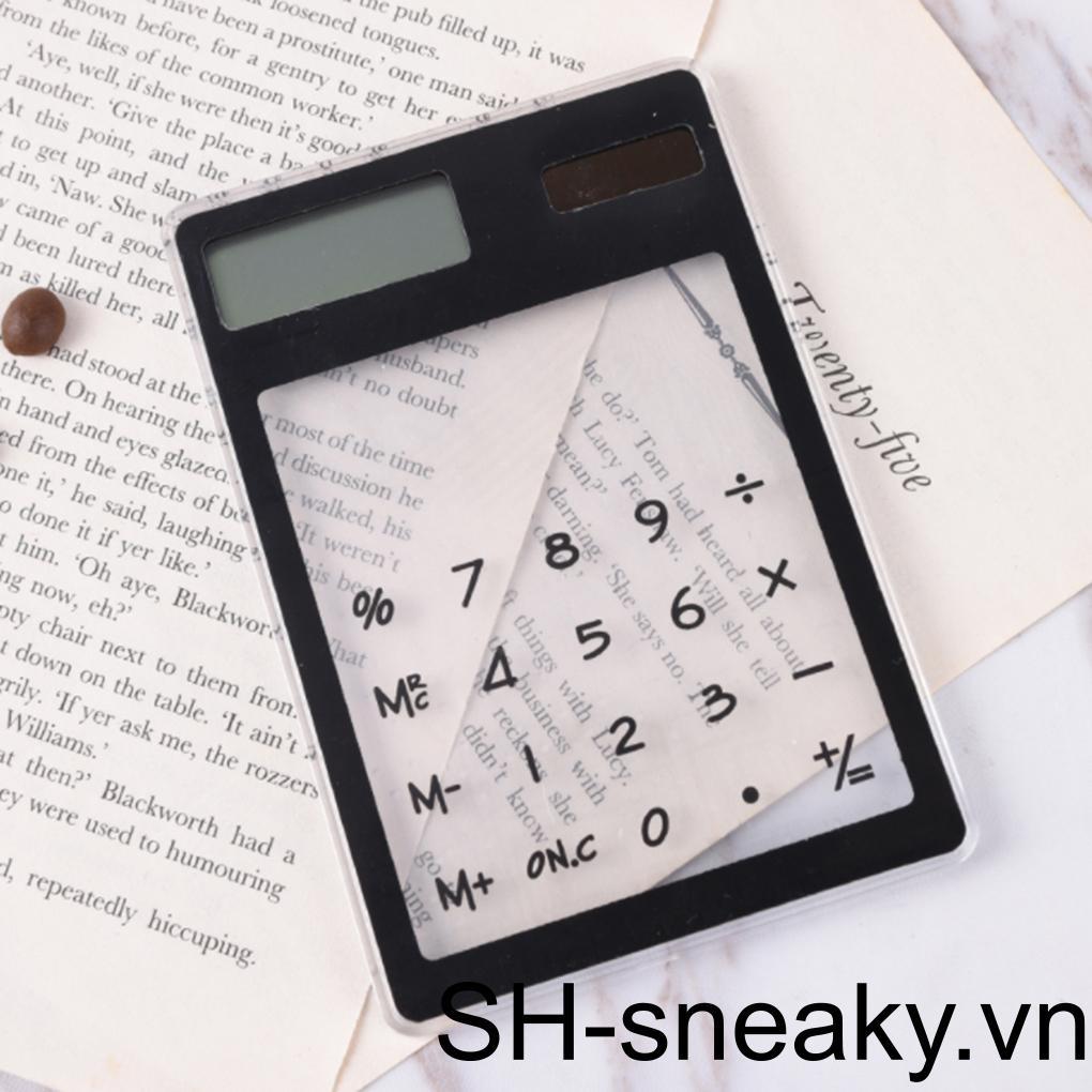 Máy Tính Năng Lượng Mặt Trời Màn Hình LCD 8 Chữ Số Trong Suốt Siêu Mỏng