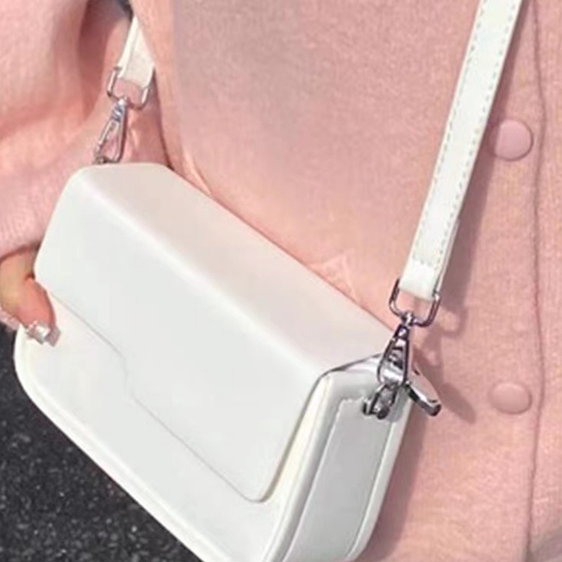 Ielgy Túi Đeo Vai Hình Vuông Màu Trắng Đựng Điện Thoại Phong Cách Vintage Thời Trang Dễ Phối Đồ Cho Nữ