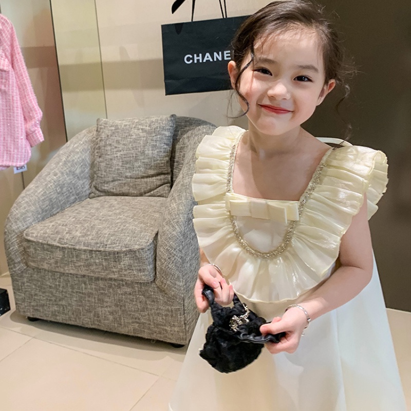 Đầm Công Chúa Không Tay Màu Sắc Trơn Thời Trang Mùa Hè Cho Bé Gái