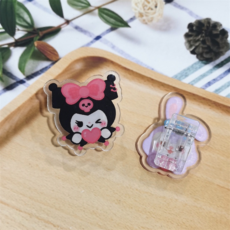 Kẹp Giấy Ăn Nhẹ sanrio kuromi cinnamoroll melody Dễ Thương Bằng acrylic Một Mặt Kẹp Giấy pp Cho Học Sinh