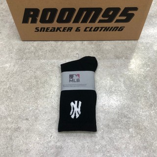 Tất mlb đen cao cổ logo ny trắng