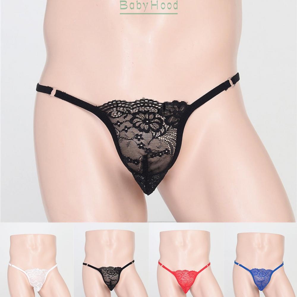 Men Sissy See through Lace Bulge Pouch G-string Thong Low Rise T-back  Underwear#BBHOOD
