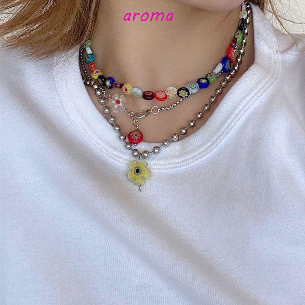 Bộ Vòng cổ Hạt Tròn Nhỏ Y2K Phong Cách Floret Thời Trang Cho Nam Và Nữ