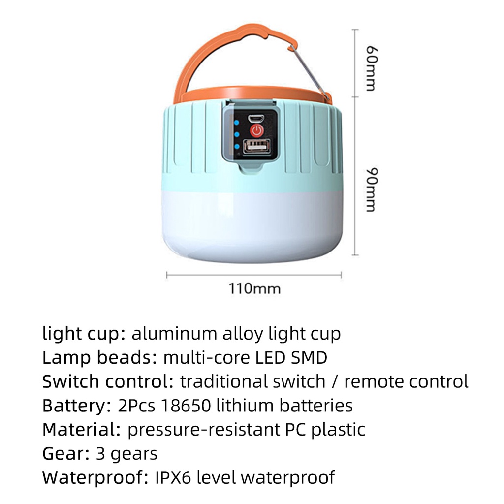 Fonken Đèn LED Cắm Trại Sử Dụng Năng Lượng Mặt Trời 60 / 280W