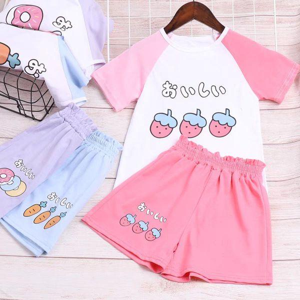 Bộ quần áo cho bé gái mùa hè chất cotton size 10-40kg Bộ cộc dâu tây