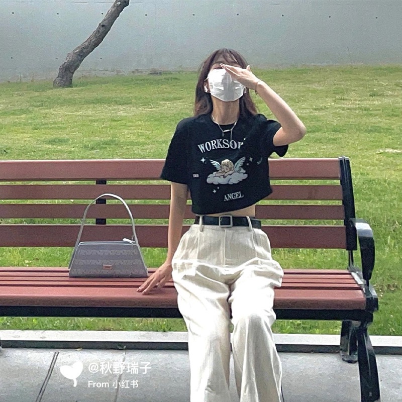 Áo Thun Nữ Ngắn Tay Cổ Tròn Thời Trang Hàn