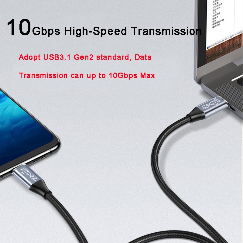Dây Cáp 100W PD USB-C 3.1 Gen2 10Gbps Thunderbolt 3 Dành Cho MacBook Air iPad Pro 2020 Nintendo SAMSUNG Note 20 QC4.0 8K 4K