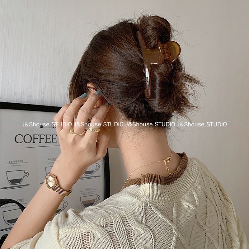 Kẹp Tóc Màu Cà Phê / Be / Xanh Lá KF579 Phong Cách Hàn Quốc Mới