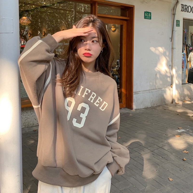 IELGY   Áo sweater Tay Dài Dáng Rộng Dày Dặn Phong Cách retro Hợp Thời Trang Cho Nữ