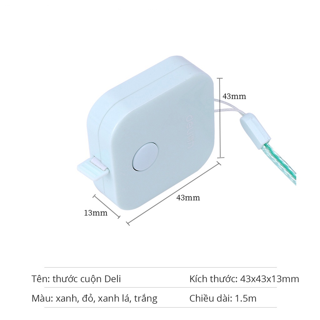 Thước Dây Cuộn Rút Thu Tự Động HỘP VUÔNG 1.5 Mét - Đo Eo, Vòng Bụng Sức Khỏe