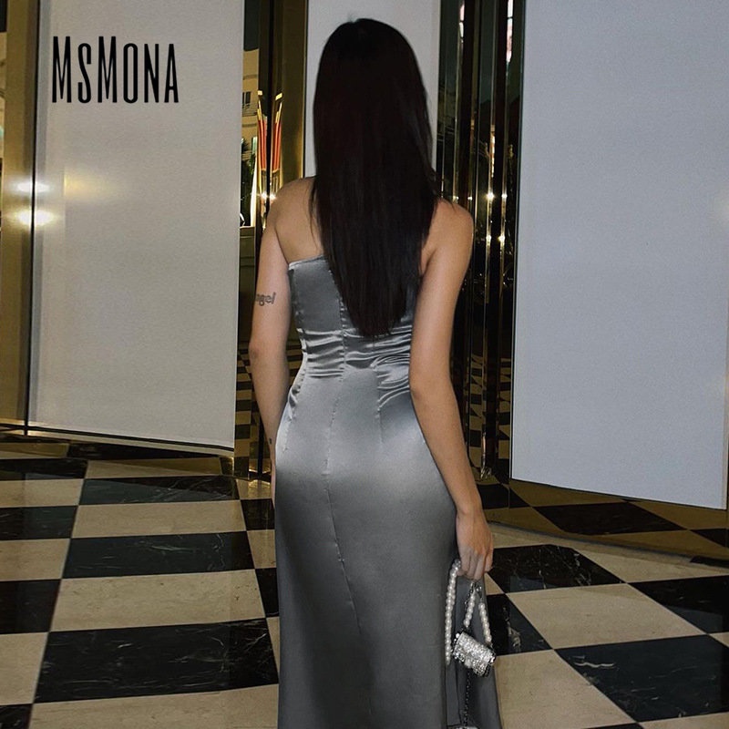 MsMona Đầm Ôm Không Tay Màu Trơn Thời Trang 2023 Cho Nữ