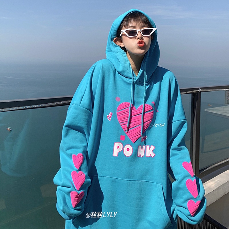 Hàng Có Sẵn Áo Hoodie Unisex Oversize Phong Cách Hàn Quốc