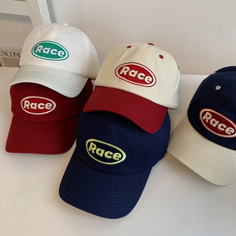 Mũ Lưỡi Trai Màu Sắc Tương Phản Thêu Chữ Phong Cách Hiphop Cá Tính