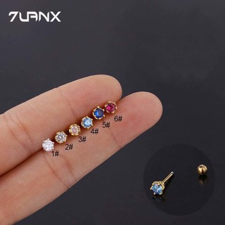 7uanX 1 Khuyên Xỏ Cơ Thể Bằng Thép Không Gỉ Đính Đá Zircon 20G