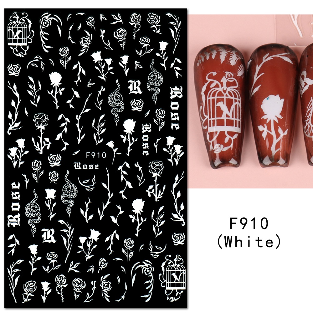 1 Tờ Nhãn Dán Trang Trí Móng Tay Họa Tiết Hoa / Trăng Sao / Rắn / Mắt Trăng Xinh Xắn