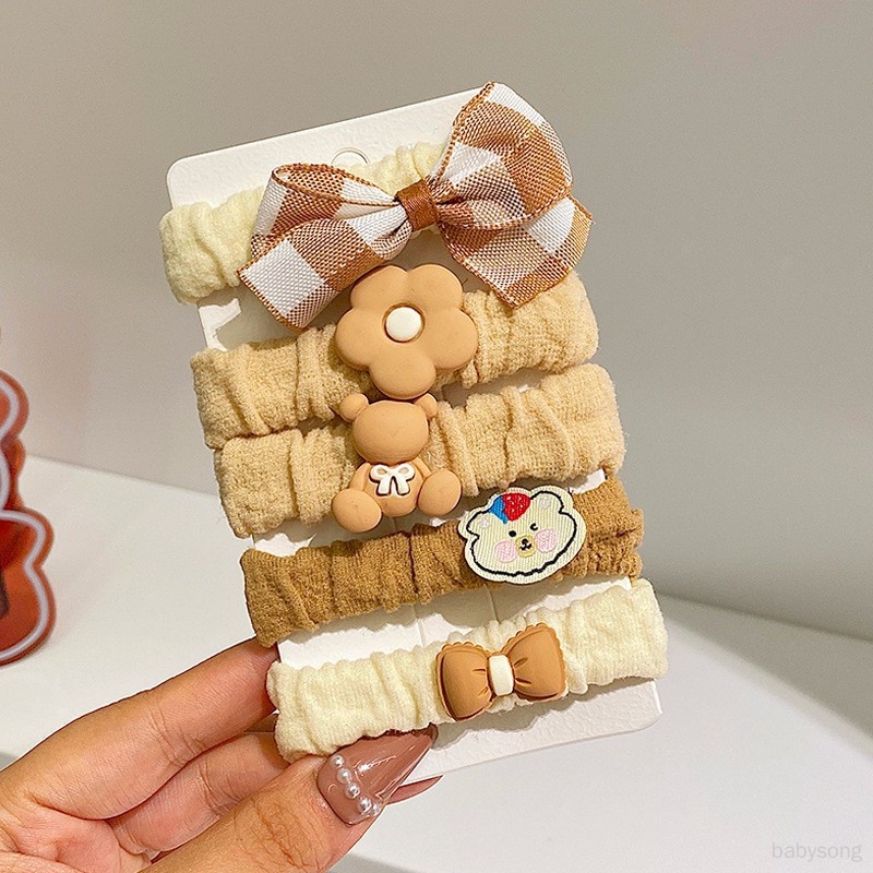 Set Năm Dây Buộc Tóc Cao Su Phong Cách Phương Tây Dễ Thương Thời Trang Cho Bé Gái