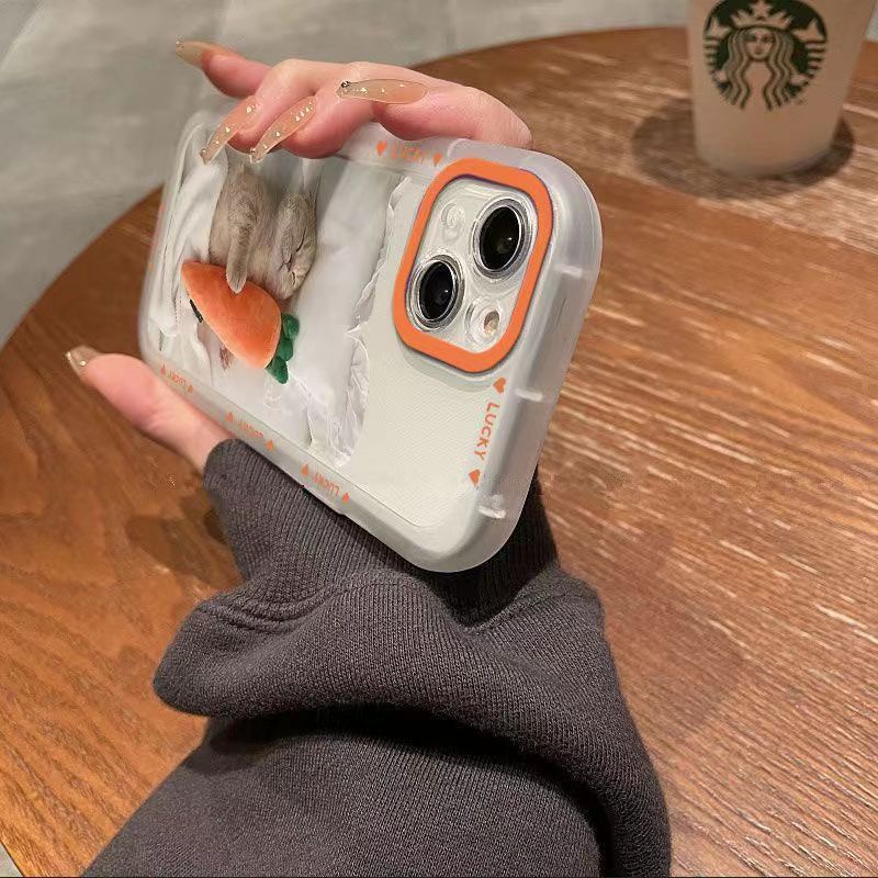 ✅Ốp Điện Thoại Trong Suốt In Hình Củ Cà Rốt Mèo Cho iPhone 14 / 13pro 12promax 7Plus 12 / 13pro