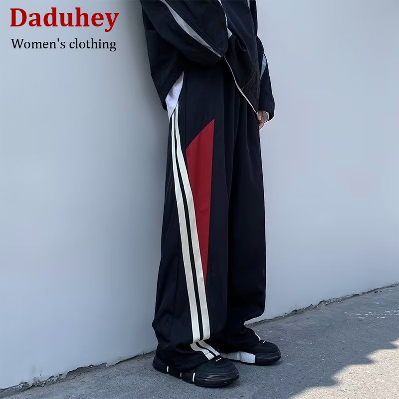 Quần dài chạy bộ cao cấp thấm hút mồ hôi khâu sọc phong cách hip hop Âu Mỹ mới 2023