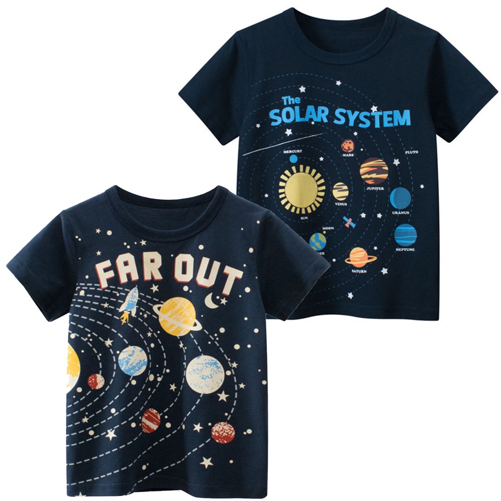 Áo Thun Tay Ngắn In Hình Vũ Trụ 3D Thời Trang Mùa Hè 2023 Cho Bé Từ 1-10 Tuổi