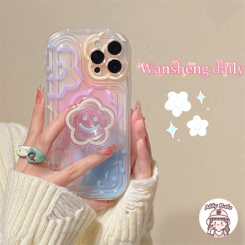 Ốp Điện Thoại TPU Mềm Chống Mồ Hôi Có Giá Đỡ Kim Loại Hình Hoa Cho IPhone 14 Pro Max 13 12 11 Pro Max