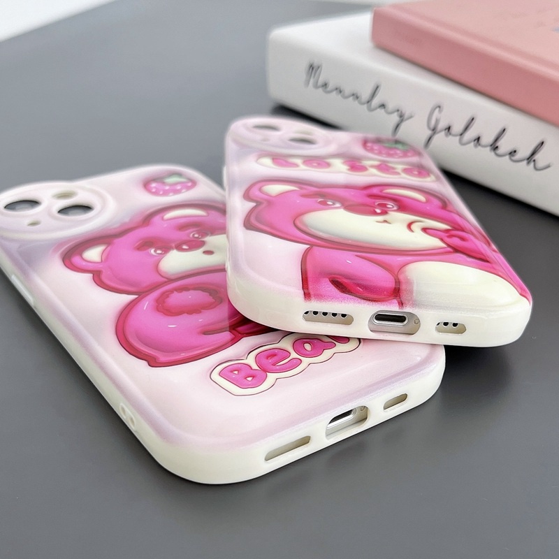 Ốp Điện Thoại Silicon Mềm Hình Gấu Và Dâu Tây Cho IPhone 6S 7 8 Plus XR XS Max IPhone 11 12 13 14 Pro Max 14 Plus 7 + 8 +
