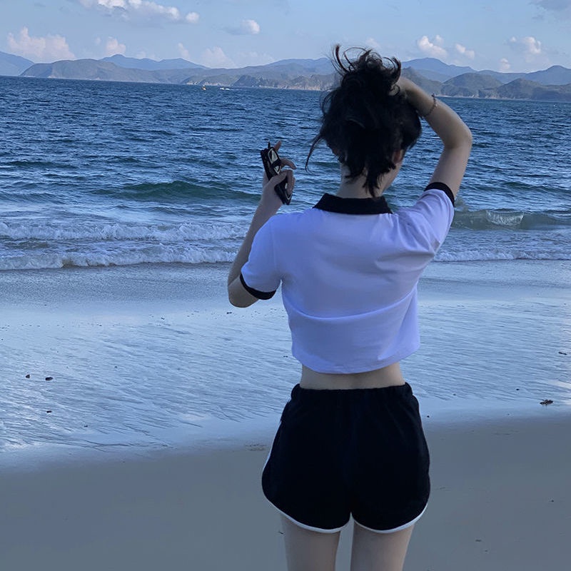 Jiashucheng Set Áo Thun polo Ngắn Tay Và Quần Short Thời Trang Năng Động Cho Nữ