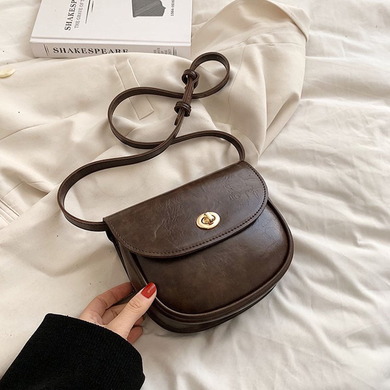 Túi Đeo Chéo Khóa Tròn Nhỏ Thiết Kế Đa Năng Tinh Tế Màu Vàng Cho Nữ