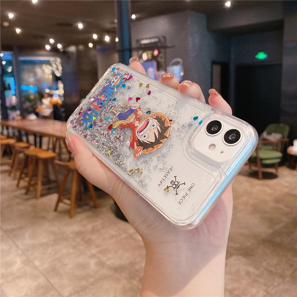Ốp Điện Thoại Kim Tuyến Nước In Hoạt Hình One Piece Cho IPhone 14 Pro Max / 14 Plus / 13 Pro Max / 12 Pro Max / 11 Pro Max / XS Max