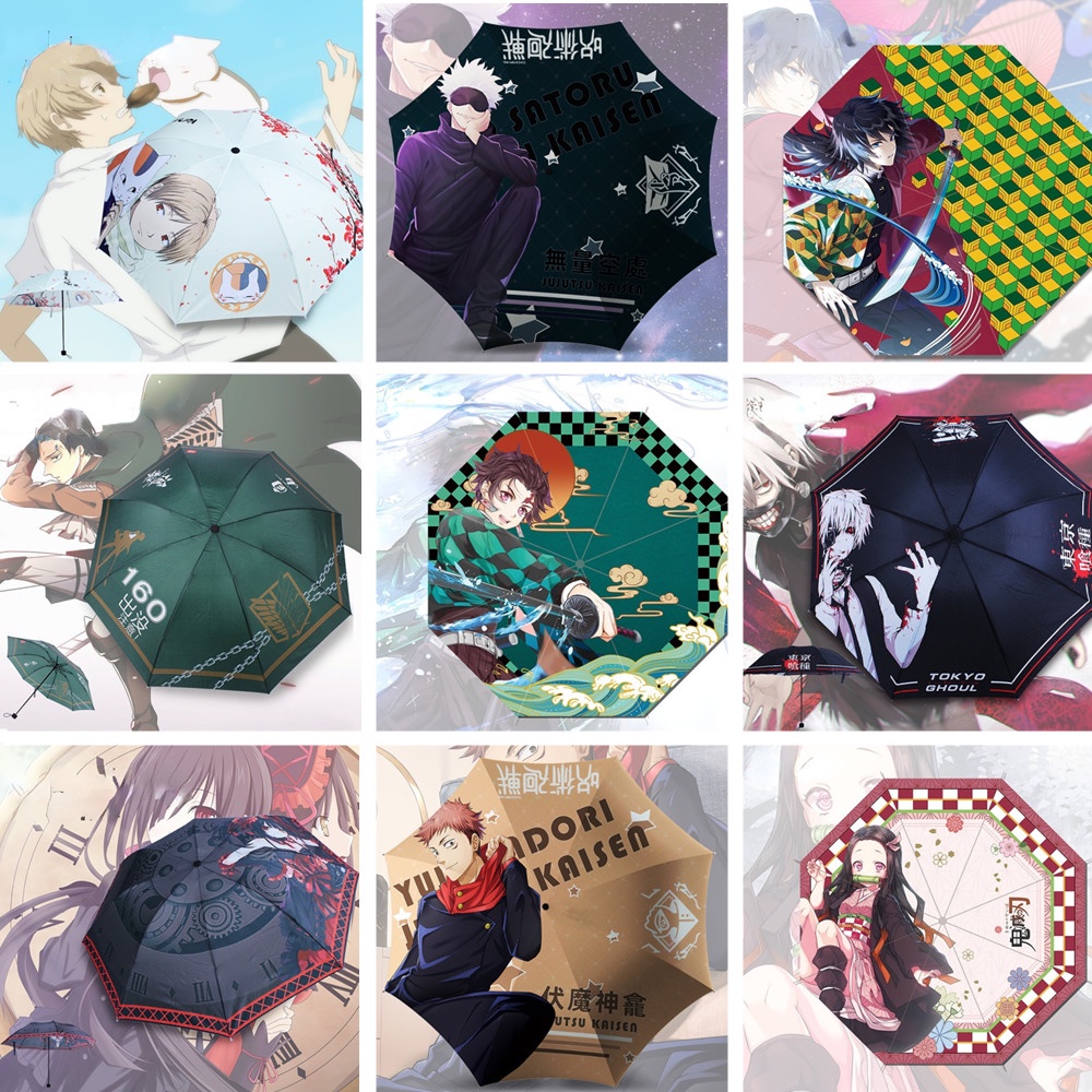 Dù Che Nắng Gấp Gọn Họa Tiết Anime Demon Slayer Tokyo Ghoul Jujutsu Kaisen Tám Xương