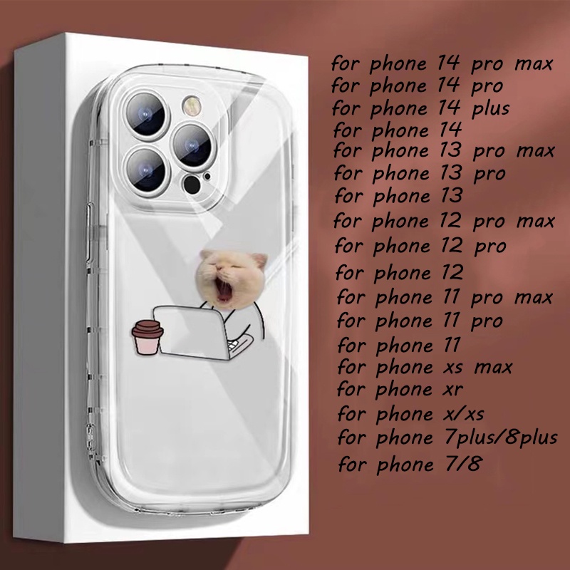 Ốp Điện Thoại Mềm Trong Suốt Chống Sốc In Hình Mèo Cho IPhone 14 11 Pro Max 13 12 8 7 Plus XS X XR 6 6S SE 2020
