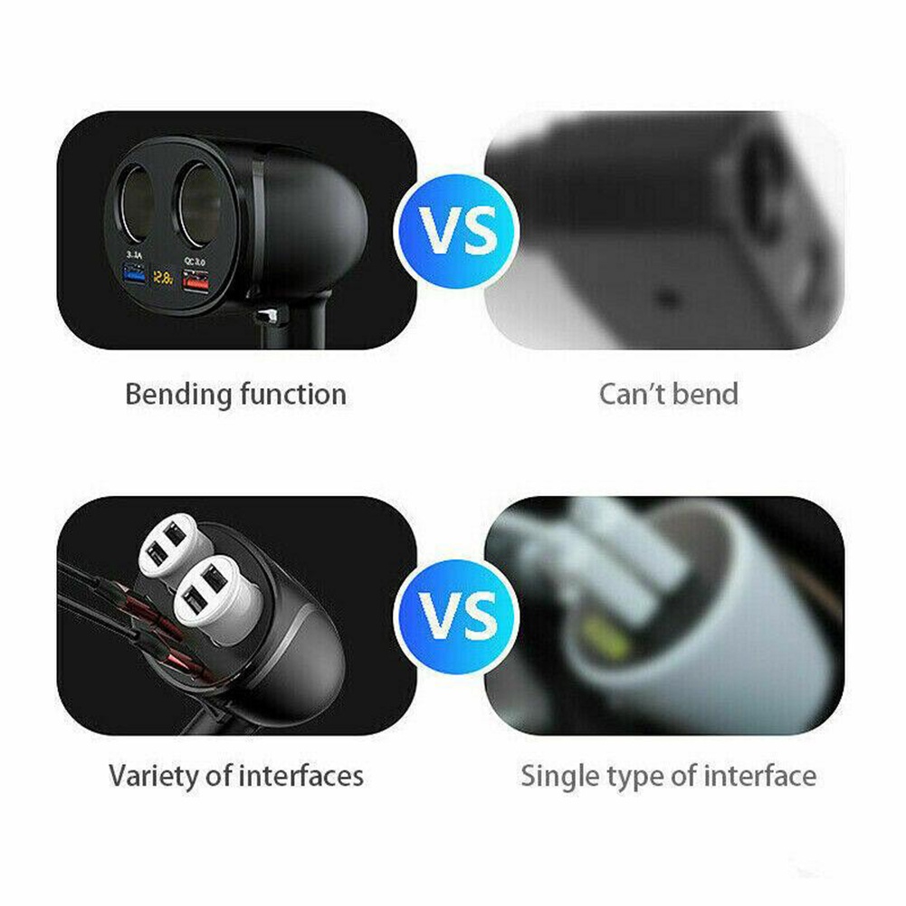 Bộ Sạc USB Màu Đen Siêu Bền Cho Xe Hơi