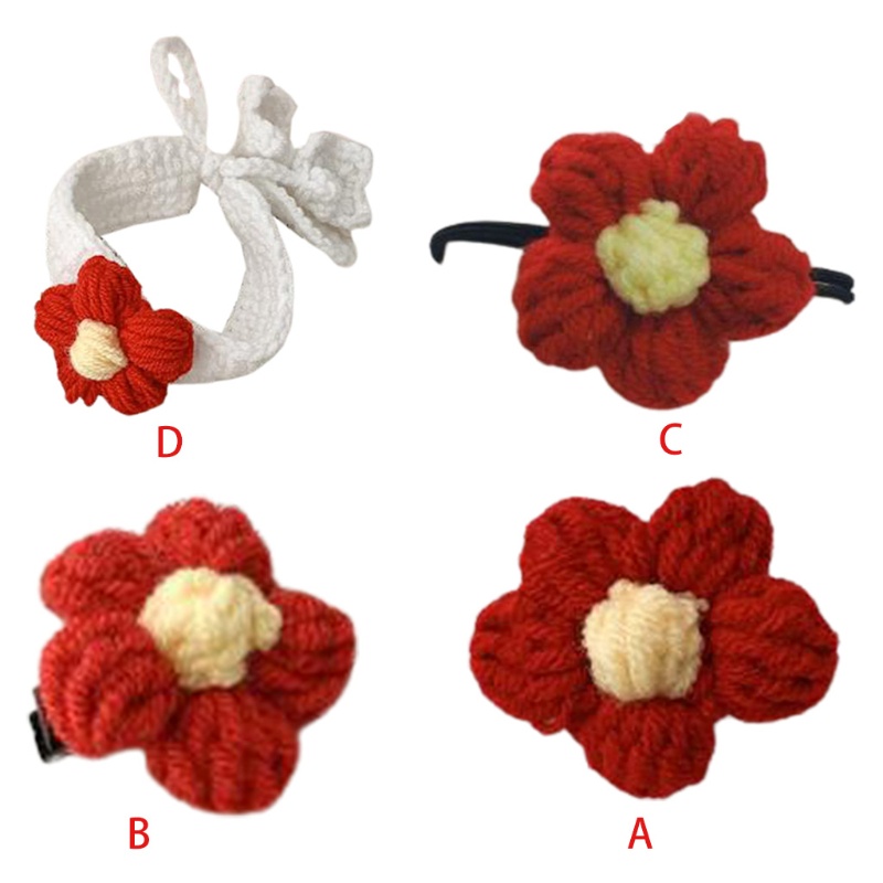 Kẹp Tóc Đính Hoa Giả Bằng Len Thủ Công Cho Bé Gái