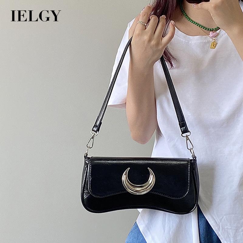 Túi Đeo Vai IELGY niche Màu Đen Khóa Mặt Trăng Thời Trang Cao Cấp Cho Nữ