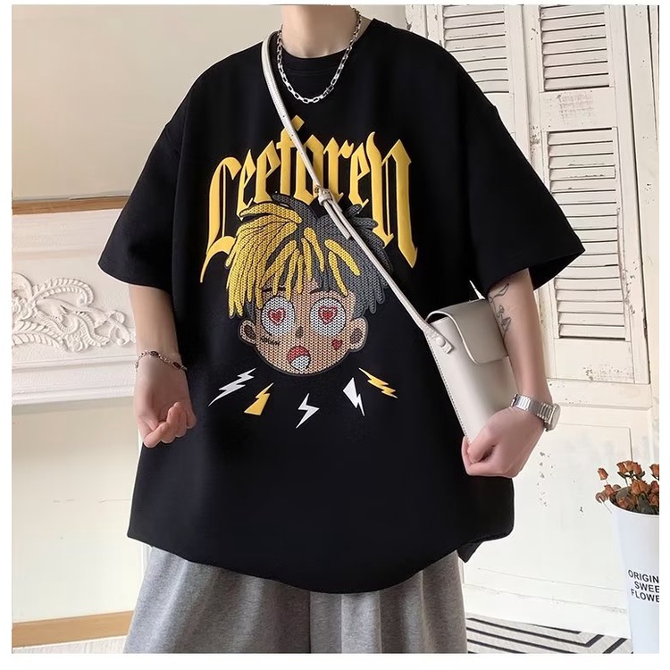 Áo Thun Tay Ngắn Cổ Tròn Phong Cách Hip hop Thời Trang Mùa Hè Hàng Mới Dành Cho Bạn Nam