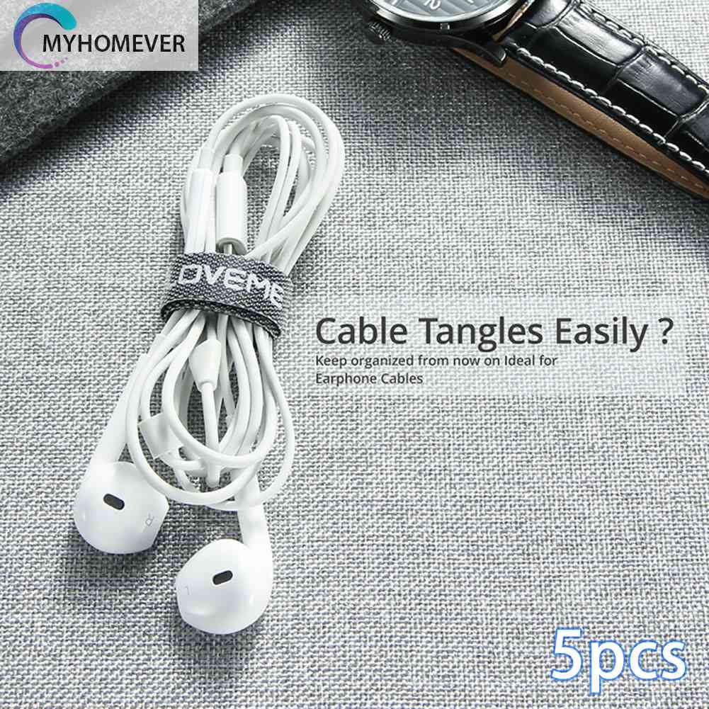 Floveme Set 5 Dây Quấn Gọn Gàng Cáp Tai Nghe USB 14cm