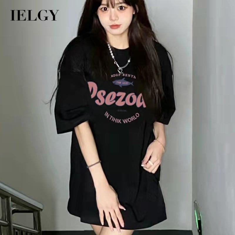 IELGY  Áo Thun cotton Trơn In Họa Tiết niche Đơn Giản Thời Trang Cho Nữ