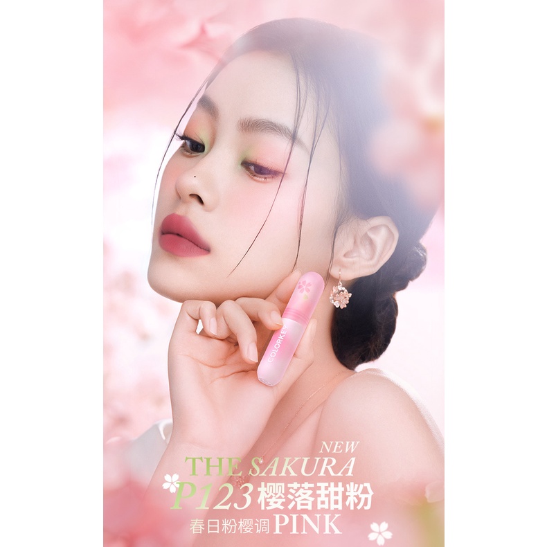 Son Môi Colorkey Màu Nhung Mờ Xinh Xắn Son Kem Lì Colorkey Cherry blossom Kết Cấu Mịn Màng Không Khô Môi 2g