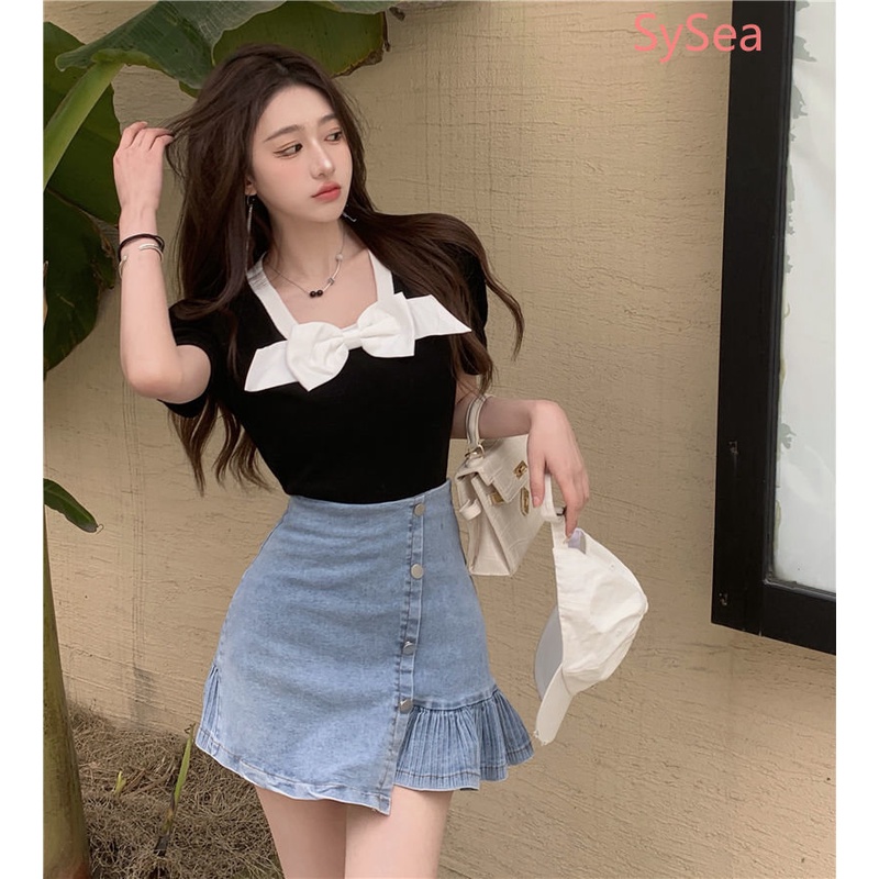 Áo Sơ Mi Cổ Tròn Thắt Nơ Xinh Xắn Thời Trang Kiểu Pháp Cho Nữ