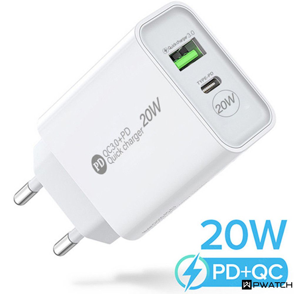 Bộ Sạc Điện Thoại Di Động Pd 12W Đầu Sạc 2.4a Bộ Chuyển Đổi Type-C Bộ Sạc Du Lịch Usb Pd Cho Iphone 13 12 Xs Huawei Xiaomi Samsung Sạc Nhanh 【Pwatch】