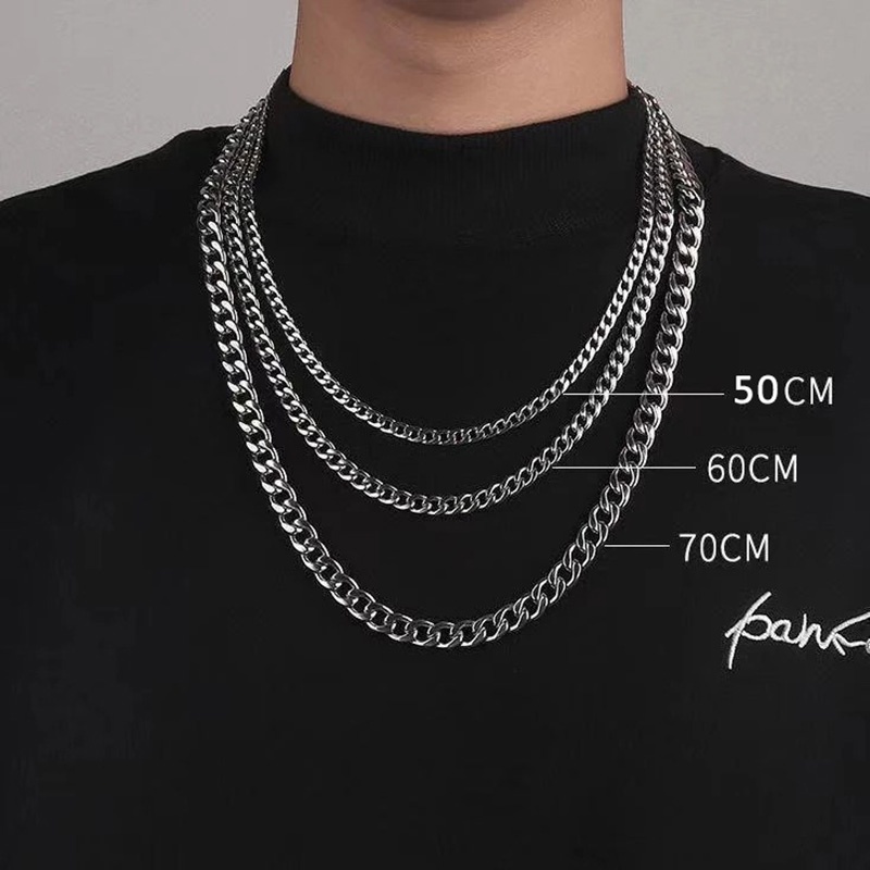 Vòng cổ Sợi Xích Chiều Rộng 3 / 5 / 7 / 9MM Bằng Thép Không Gỉ Phong Cách Hip Hop Đơn Giản Thời Trang Cho Nam