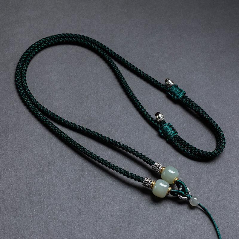 Huasu Dây Đeo Cổ Bằng Đá Ngọc Bích Hetian Tự Nhiên Dệt Tay Pixiu Guanyin 4.1 Dành Cho Nam Và Nữ