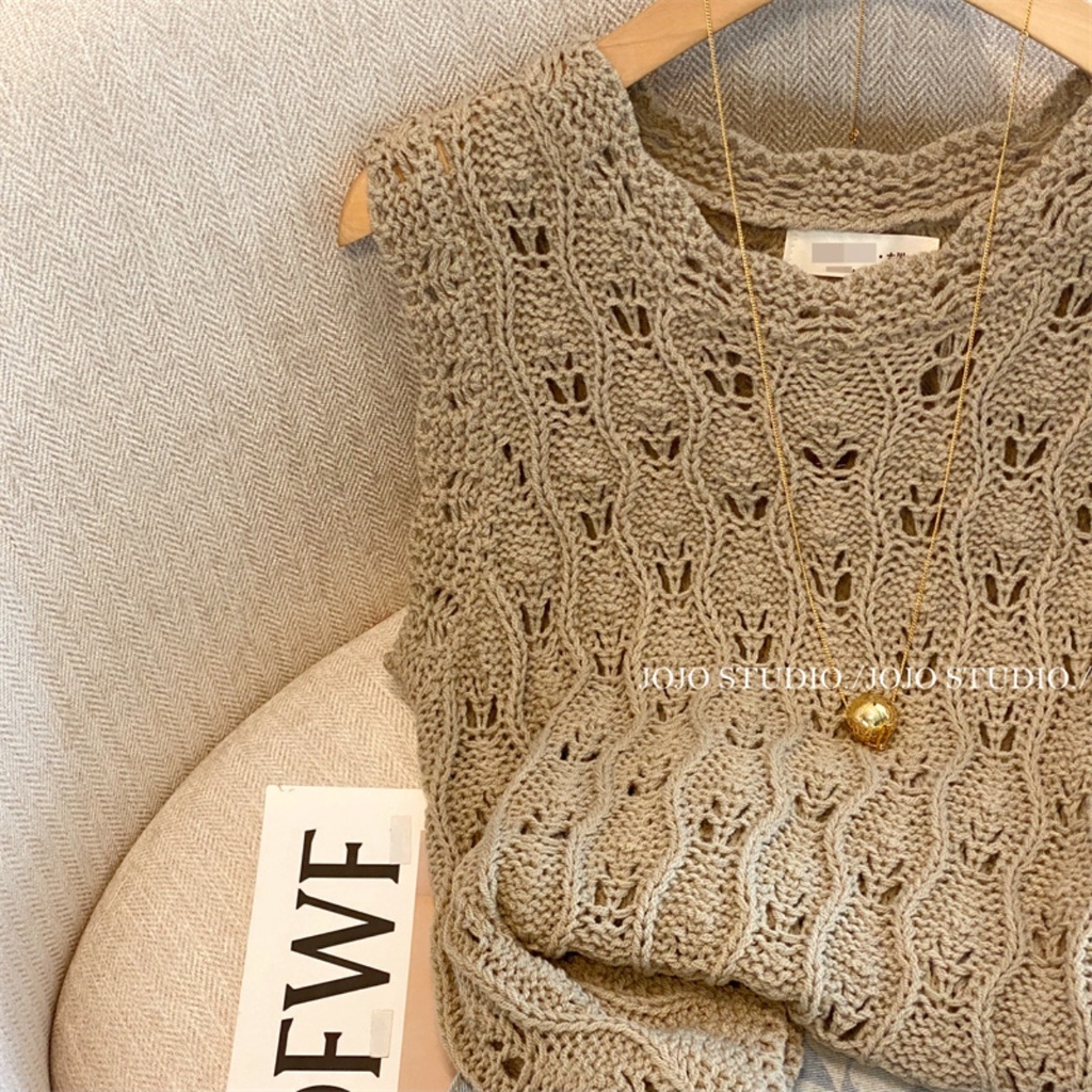 Áo Dệt Kim Không Tay Thiết Kế Mới Thời Trang Mùa Xuân 2023 Dành Cho Nữ