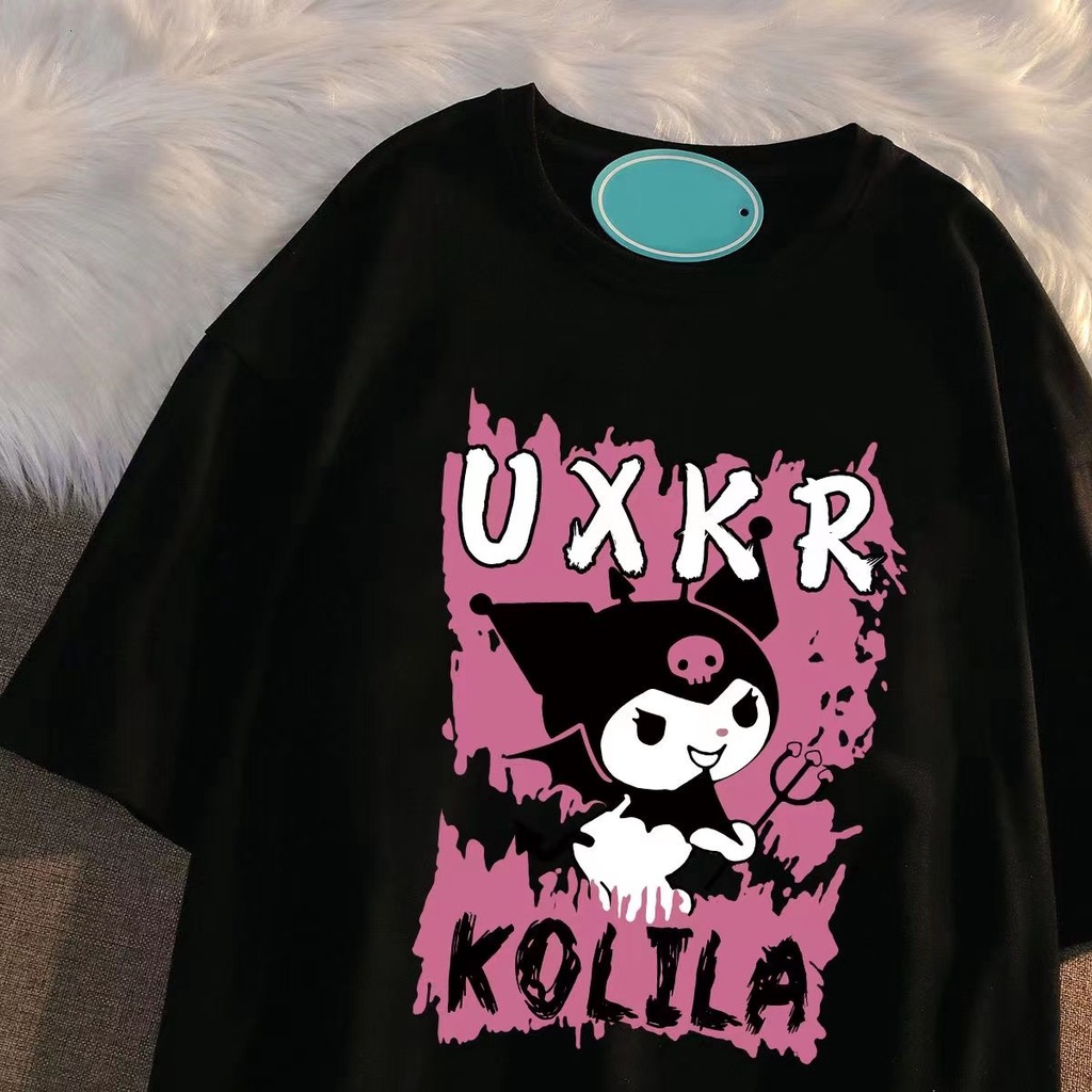 Áo Thun Tay Lỡ Dáng Rộng Phong Cách Kuromi Thời Trang Mới Cho Bé Gái