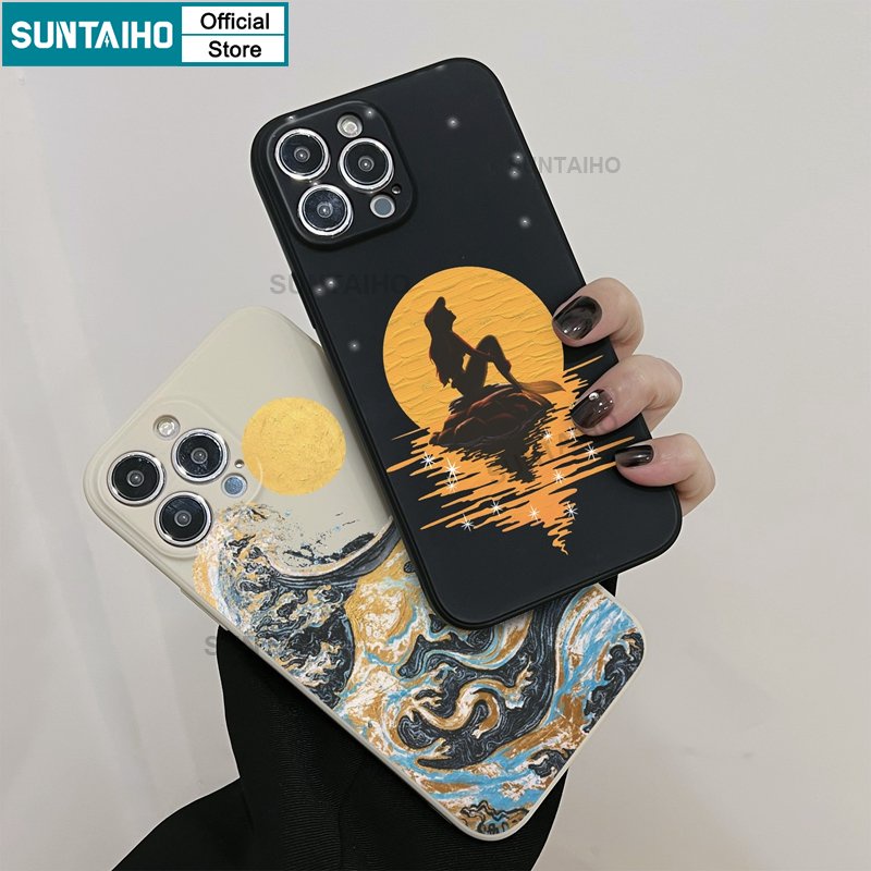 Suntaiho Ốp Điện Thoại Silicon Mềm Họa Tiết Hoàng Hôn / Biển Sáng Tạo Cho iPhone 11 Pro Max 14 12 13 XS X XR XS Max 7 8 Plus